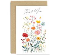 Beautiful Thank You Card for Female Friend - Meadow Flower Artwork Painting - Just Because Card for Her - Friendship Thank You Card for Women | Blank Inside