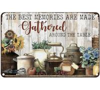 Beautiful The Best Memories Are Made Gathered Around The Table Retro Metal Tin Sign Wall Decor Home Garden Cafes Kitchen Man Cave Art Metal Sign 12X16 Inch
