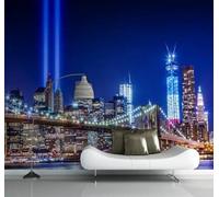 Beautiful Three Dimensional City Architecture Bridges Night View 3D Wallpaper Easy Install Feature Office Living Room Sofa Bedroom TV Background Wall Decoration-250cm×170cm