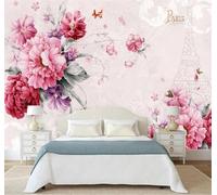 Beautiful Three Dimensional Pink Peony Flowers Butterflies 3D Wallpaper Easy Install Feature Office Living Room Sofa Bedroom TV Background Wall Decoration-250cm×170cm