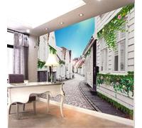 Beautiful Town Landscape Architecture Street Sky 3D Wallpaper Silky Texture Home Study Office Grey Dining Room Sofa Bedroom Living Room TV Backdrop-250cm×170cm