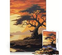 Beautiful Tree Sunset Jigsaws 1000 Pieces for Adults Mental Sharpness Cozy Pastime Precise Fit Holiday Treat (50x75cm)