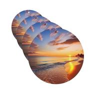 Beautiful Tropical Sunrise on The Beach Car Air Fresheners Cards 4 Pcs Hanging Fragrance Scented Cards Long-Lasting Car Aromatherapy Tablets for Wardrobe Bathroom Car Interior Mirror Pendant Gifts