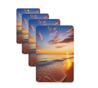Beautiful Tropical Sunrise on The Beach Car Air Fresheners Cards 4 Pcs Hanging Fragrance Scented Cards Long-Lasting Car Aromatherapy Tablets for Wardrobe Bathroom Car Interior Mirror Pendant Gifts