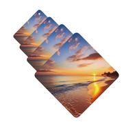 Beautiful Tropical Sunrise on The Beach Car Air Fresheners Cards 4 Pcs Hanging Fragrance Scented Cards Long-Lasting Car Aromatherapy Tablets for Wardrobe Bathroom Car Interior Mirror Pendant Gifts