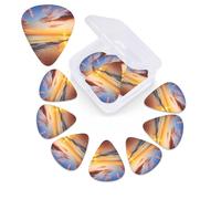 Beautiful Tropical Sunrise on The Beach Print Guitar Picks 12 Pack Guitar Plectrums with Storage Box Bass Picks For Acoustic Guitar Bass Electric Ukulele Includes 0.46mm, 0.71mm, 0.96mm