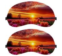 Beautiful Tulip Flower Sunset Landscape (1) Ultra-Soft Sleep Eye Mask, 3D Contoured Light Blocking Mask for Travel Home Office, Comfortable Blindfold for Men Women