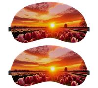 Beautiful Tulip Flower Sunset Landscape (3) Ultra-Soft Sleep Eye Mask, 3D Contoured Light Blocking Mask for Travel Home Office, Comfortable Blindfold for Men Women
