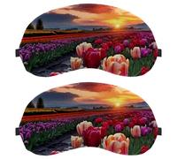 Beautiful Tulip Flower Sunset Landscape (4) Ultra-Soft Sleep Eye Mask, 3D Contoured Light Blocking Mask for Travel Home Office, Comfortable Blindfold for Men Women