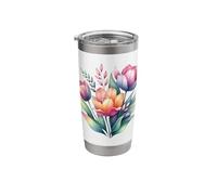 Beautiful Tulips Pink Orange Botanical Gardening Stainless Steel Insulated Tumbler