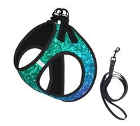 Beautiful Turquoise Bling Glitter Sparkles Pattern Small Pet Towing Vest, Adjustable Straps, Easy to Walk, Soft and Breathable Straps, Suitable for Small Dogs and Cats, Etc