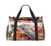 Beautiful Turtle, Ocean Flower Waterproof Weekender Bags Duffel Bag Large Carry On Hand Luggage Bags Foldable Tote Bag for Travel Sports Gym Dance