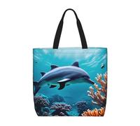Beautiful Underwater World Dolphins Coral Basic Models Tote Bag With Zipper With Inner Pockets,Laptop Work Tote Bag For Sport,Travel