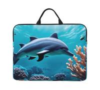 Beautiful Underwater World Dolphins Coral Print 14in Laptop Case Sleeve Shockproof Portable Notebook Computer Cover Protector Bag
