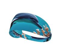 Beautiful Underwater World Dolphins Coral Print Elastic Headband for Women Men Running Headwear Fashion Exercise Outdoor Gift Use