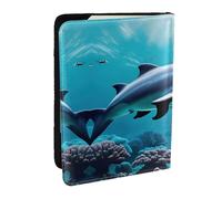 Beautiful Underwater World Dolphins Coral Print Passport Holder Cover Wallet Passport Cover, Passport Wallet Case for Cards and Documents