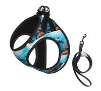 Beautiful Underwater World Dolphins Coral Print Reflective Pet Leash Vest For Small Dogs & Cats, Adjustable Outdoor Walking Hiking Vest