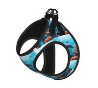 Beautiful Underwater World Dolphins Coral Print Reflective Pet Leash Vest For Small Dogs & Cats, Adjustable Outdoor Walking Hiking Vest