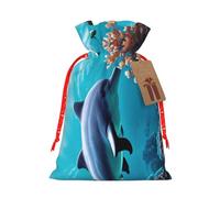 Beautiful Underwater World Dolphins Coral Print Reusable Eco-Friendly Gift Drawstring Bag For Party Favors Seasonal Celebrations