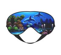 Beautiful Underwater World Dolphins Coral Print Satin Sleep Mask & Eye Mask | Deep Dream Sleep Masks for Women & Men | Soft Sleeping Eye Mask to Nourish Skin