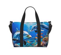 Beautiful Underwater World Dolphins Coral Print Travel Duffel Bag, Lightweight Water-Resistant Weekender Spacious Gym & Travel Bag for Men, Women & Teens