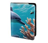 Beautiful Underwater World Dolphins Coral print Travel Wallet Passport Holder Case for Family Leather Passport Cover for Men Women, Black, One Size