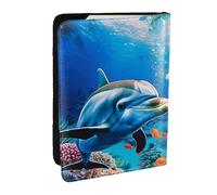 Beautiful Underwater World Dolphins Coral Printed Passport Holder - 6.5 x 4.5 Inch RFID Blocking Travel Wallet,Stylish Passport Cover,Lightweight Document Organizer for Cards