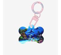 Beautiful Underwater World Dolphins Coral Printing 1 Pc Dog Bone Shape Id Tags Double Sided with Key Ring Craft for Pets
