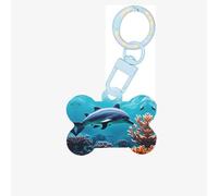Beautiful Underwater World Dolphins Coral Printing Dog Tag Bone Shaped Double Sided Pattern Dog Id Tags Bone Shaped Pet Name Tags Dog Collar Tags