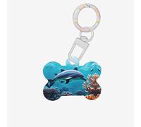 Beautiful Underwater World Dolphins Coral Printing Dog Tag Bone Shaped Double Sided Pattern Dog Id Tags Bone Shaped Pet Name Tags Dog Collar Tags