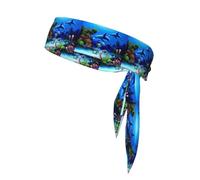 Beautiful Underwater World Dolphins Coral Printing One-Pack Tie Headbands Moisture Wicking Athletic Sports Head Band For Men And Women