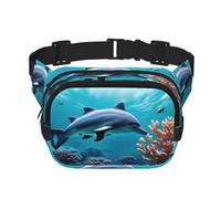 Beautiful Underwater World Dolphins Coral Zipper Fanny Pack, Crossbody Bags with Adjustable Strap for Jogging, Cycling