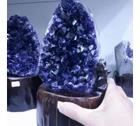 Beautiful Uruguay Purple Amethyst Quartz Cluster Crystal+Stand Gemstone Stone