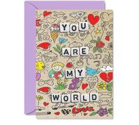 Beautiful Valentines Card - Doodle Love - Elegant Pretty Wedding Anniversary Card for Husband Wife Boyfriend Girlfriend, A5 Gorgeous Anniversary Greeting Cards Gift