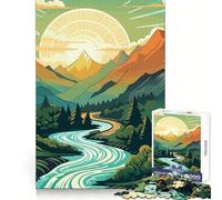 Beautiful Valley Mountain 1000 Pieces Jigsaw Puzzles for Teenagers Sharp Recall Serene Escape Uniform Cut Perfect Xmas (38x26cm)