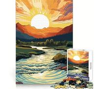 Beautiful Valley Mountain Jigsaw 1000 Pieces for Teenagers Reasoning Skill Serene Escape Sharp Cut Thoughtful Gift (38x52cm)