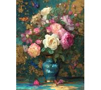 Beautiful Vase 150 Piece Jigsaw Puzzles for Adults, Colourful, Challenging & Brainteasing Adult puzzles 150 Pieces Roses, Fun jigsaws for The Whole Family 14x10 inch