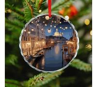 Beautiful Venice at Night Christmas Ornaments - Round Xmas Hanging Ornaments for Christmas Tree Decorations, Farmhouse Rustic Holiday Home Decor and Gift Party Tags (3.1 Inch)