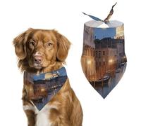 Beautiful Venice at Night Dog Bandanas Adjustable Bib Handkerchief Party Pet Decorations Cute Dog Triangle Scarfs for Small Medium Puppy Cat Costume Accessory