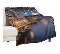Beautiful Venice at Night Flannel Throw Blanket - 40"x60" Soft Lightweight Plush Blanket for Couch Bed Sofa, Oversized Camping Travel Blankets, Machine Washable Home Decor Gift for Men Women