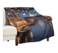 Beautiful Venice at Night Flannel Throw Blanket - 60"x80" Soft Lightweight Plush Blanket for Couch Bed Sofa, Oversized Camping Travel Blankets, Machine Washable Home Decor Gift for Men Women