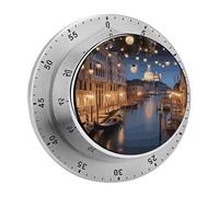 Beautiful Venice at Night Kitchen Timer - Mechanical Visual Timer, Stainless Steel Digital Timers with Magnetic Base Egg Timers for Hard Boiled Eggs 60-Minute Countdown Kitchen Clock for Cooking