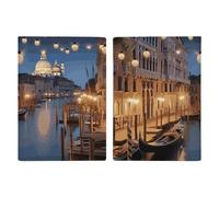 Beautiful Venice at Night Leather Passport Holder Handmade Passport Cover with Card And Ticket Slot Easy Access Passport Case Passport Wallet Passport Holder for Women And Men, style, 20.3x13.8cm