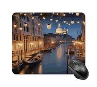 Beautiful Venice at Night Mouse Pad 25 * 30cm - Non-Slip Rubber Base Mouse Mat Portable Square Desk Mat for Office, Laptop, Travel, Wireless Mice Mats - Waterproof & Durable Design
