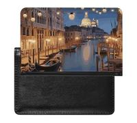 Beautiful Venice at Night Passport Holder & Travel Wallet Passport Cover Protector Essentials with Credit Card Slots