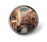 Beautiful Venice Canal View Badges Circle with Button Design, Personalized Picture Pin Brooches, Round Badge Holders for Decorate Hat Shirt Clothing Bag Accessories
