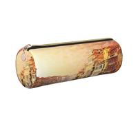 Beautiful Venice Canal View Leather Pencil Case Pencil Pouch Cute Zippered Pen Case for Work & Office Gold