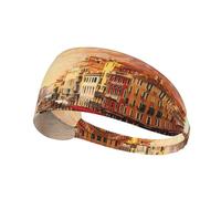 Beautiful Venice Canal View Print Non-Slip Elastic Running Headband, Sweat Absorbing Stretchy Hair Bands For Gym Yoga, Soft Skin-Friendly Foldable Workout Headband