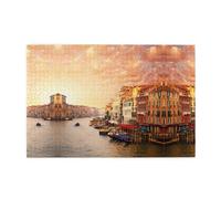 Beautiful Venice Canal View Printed Adult Fun Puzzle wooden puzzle in a plastic box with letters printed on the back home decor party toy