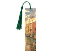 Beautiful Venice Canal View Printed Metal Bookmarks M - Dark Green Lightweight Aluminium Book Marker for Books, Journals & Gifts, Ideal Book Lovers, Holiday Decor & Crafts